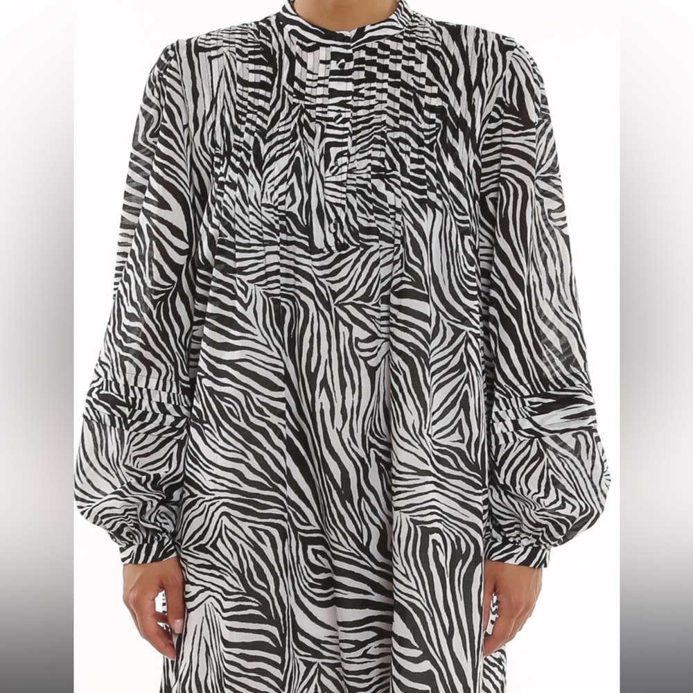 Michael Kors Black and White Zebra Top